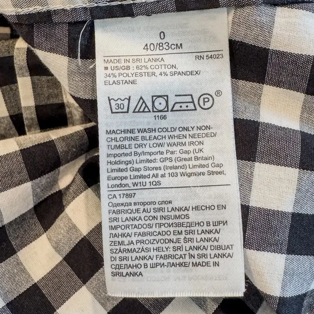 Banana Republic Black & White Gingham Riley Tailored Fit Button Up Top-Women's 0 - Picture 11 of 12